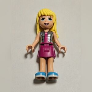 Lego Friends Mini Doll with Yellow Hair, Pink Dress, Blue Shoes